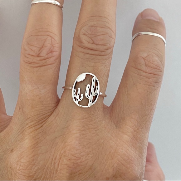 Sterling Silver Double Cactus Ring, Desert trees, Silver Rings, Tree of Life - Picture 8 of 12